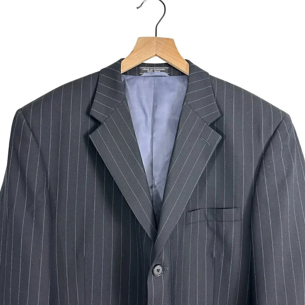 Bert Pulitzer Pure Wool Fully Lined Single Breasted Navy Pin Stripe Blazer (44R)